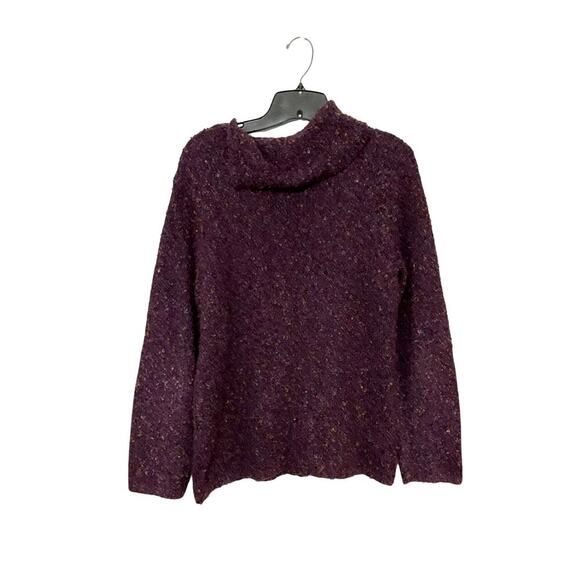 Coldwater Creek Purple Speckled Turtleneck Womens Sweater Sz Medium Cottagecore - Picture 2 of 5